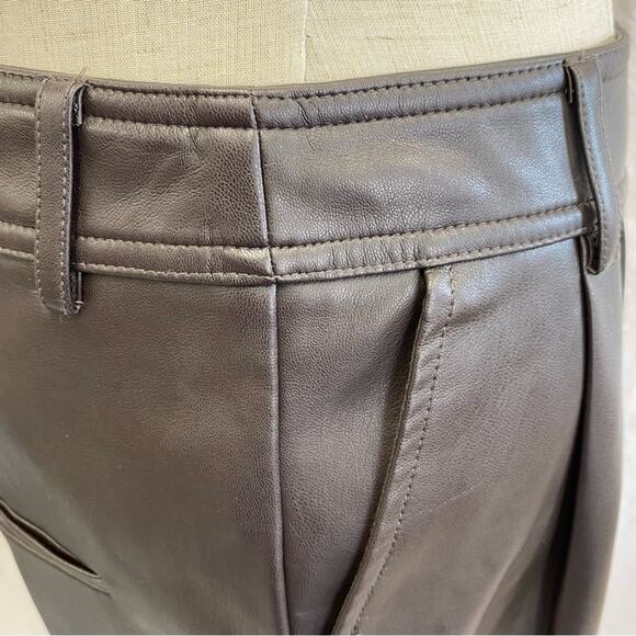 Mango chocolate brown faux‎ leather high waisted tapered pants US Size 2 - Picture 15 of 16